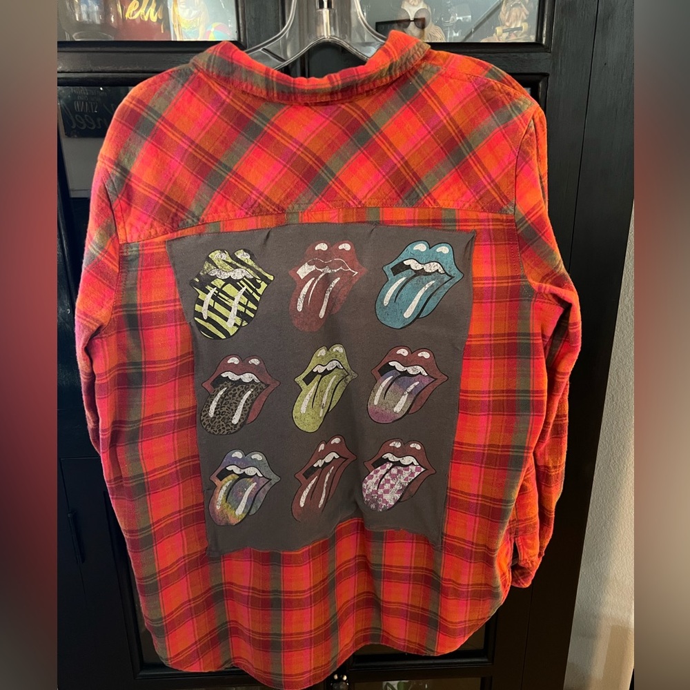 One of a kind flannel with Rolling Stones logo